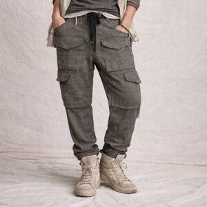 Greg Lauren Houndstooth Wool Cargo Lounge Pant Drop Crotch